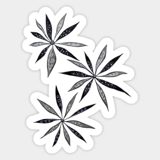 Elegant Thin Flowers With Dots And Swirls Sticker